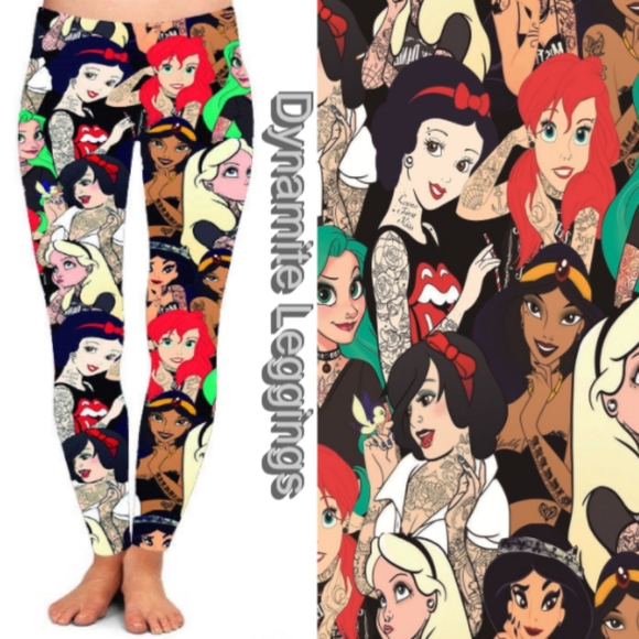 Dynamite Leggings Pants - Tattooed princesses yoga leggings with pocket